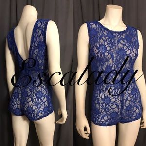 Royal blue lace romper